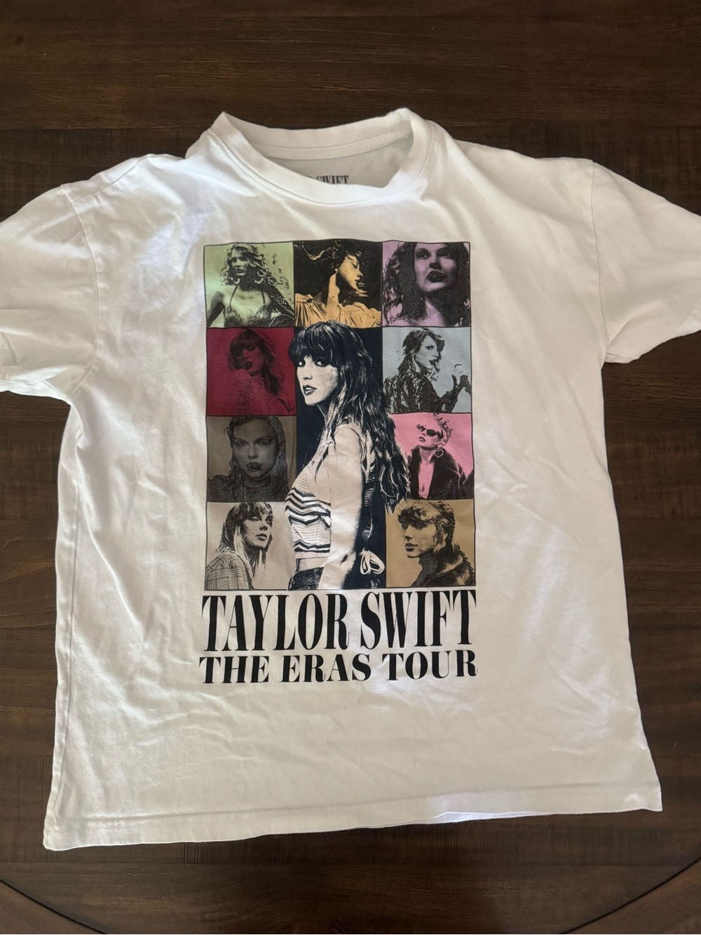 Taylor Swift White womens Short Sleeve Tee with Color Block Portraits